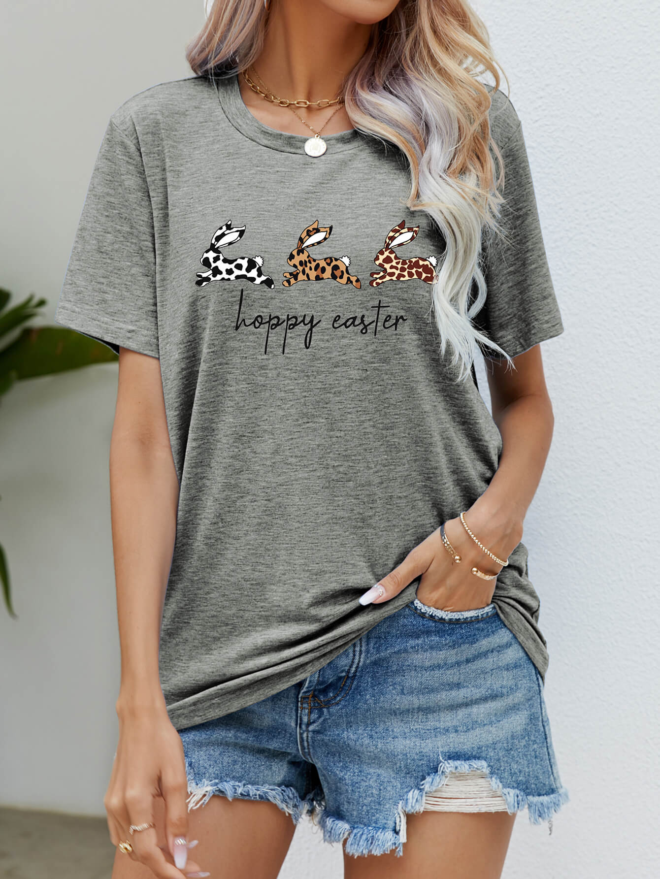 HOPPY EASTER Bunny Graphic Tee Shirt BLUE ZONE PLANET