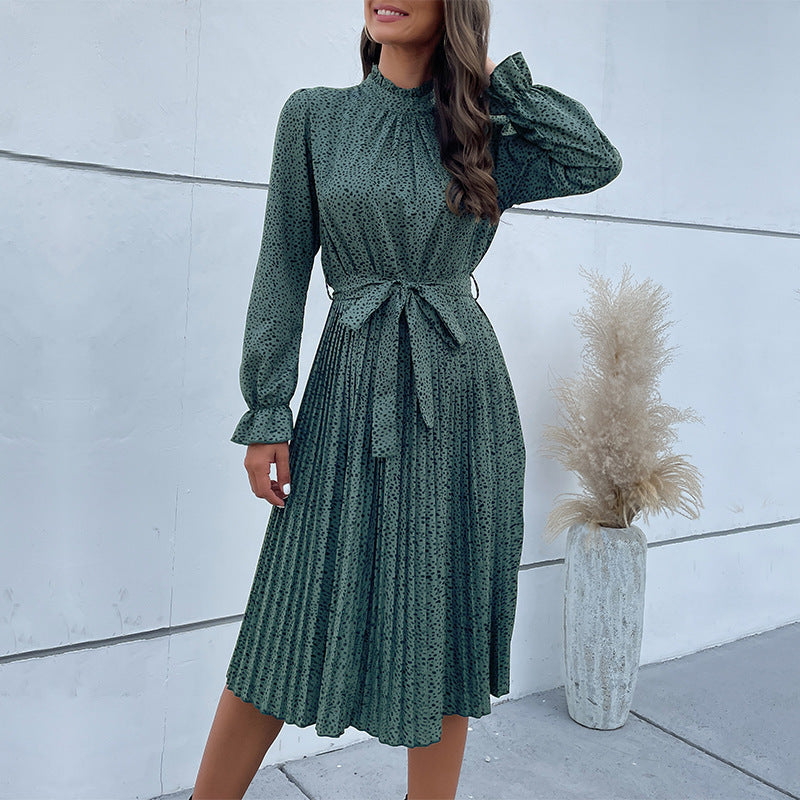 Blue Zone Planet | pleated skirt long -sleeved black dress female BLUE ZONE PLANET