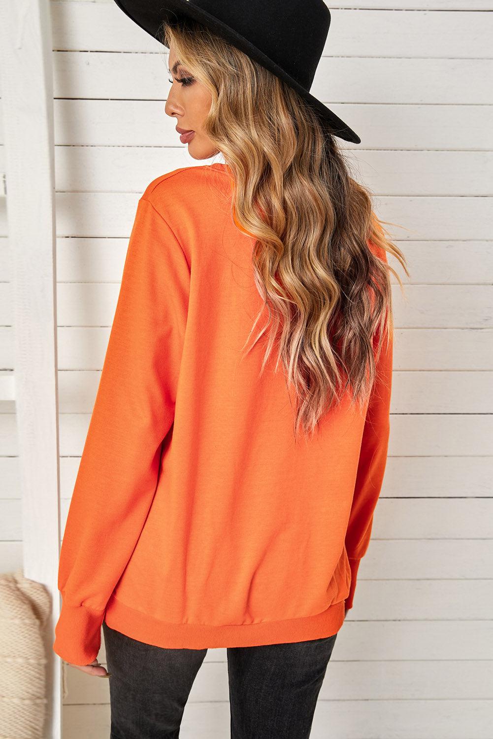 Halloween Leopard Pumpkin Face Sweatshirt BLUE ZONE PLANET