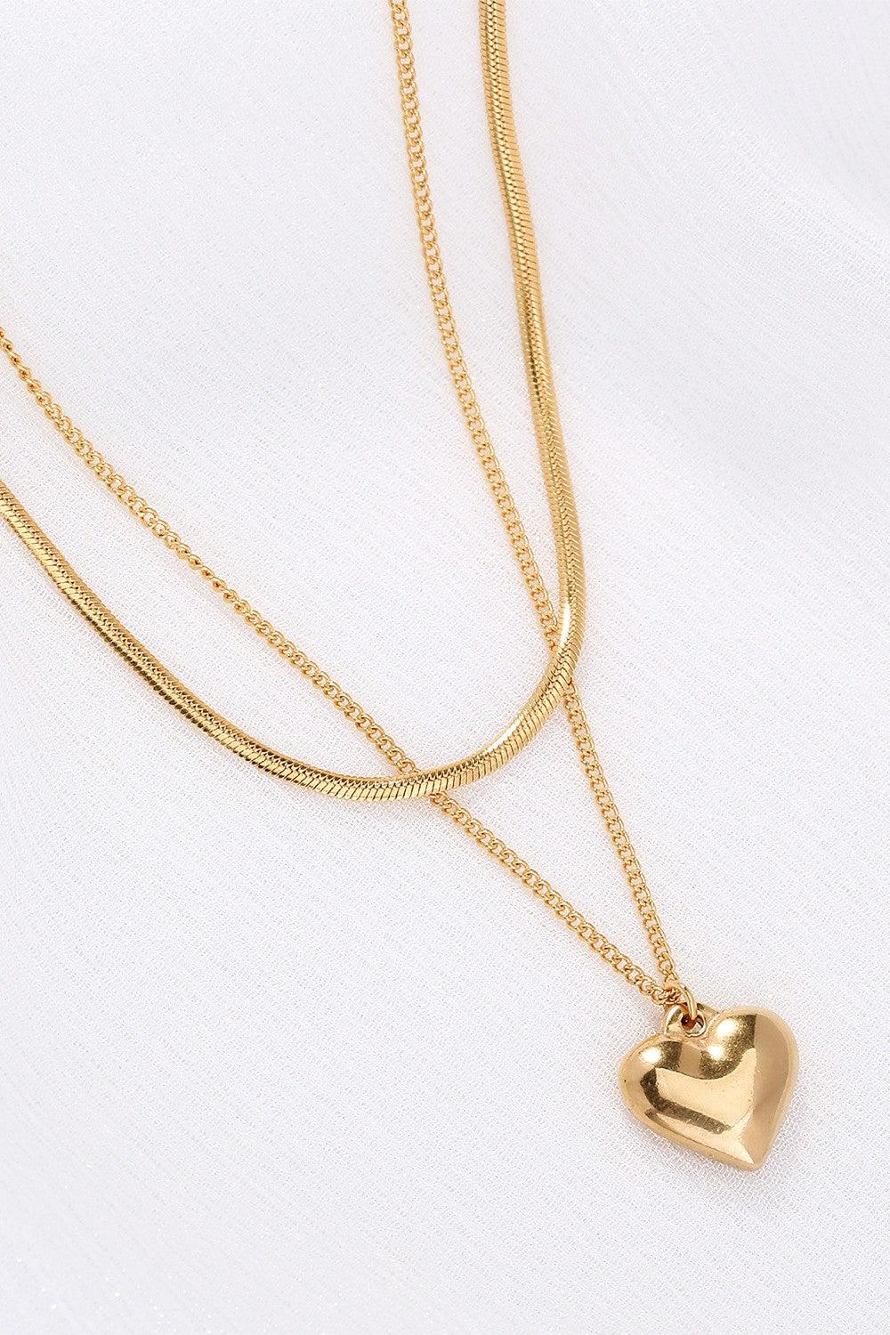 Heart Pendant Double-Layered Necklace BLUE ZONE PLANET