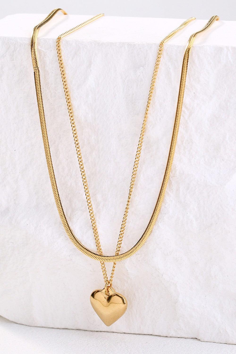 Heart Pendant Double-Layered Necklace BLUE ZONE PLANET