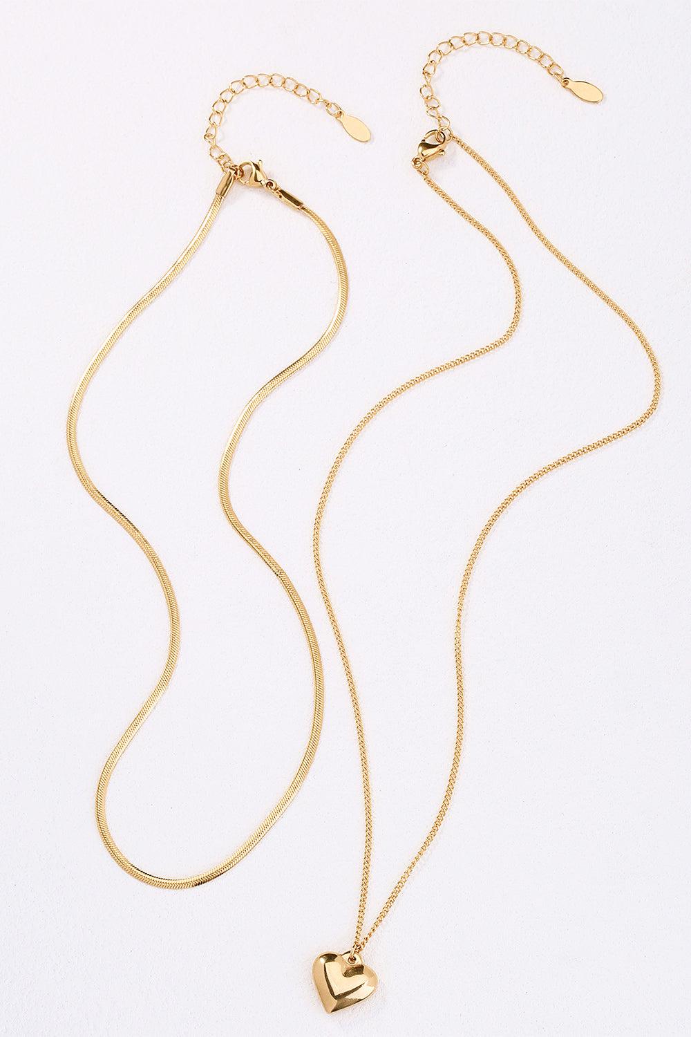 Heart Pendant Double-Layered Necklace BLUE ZONE PLANET