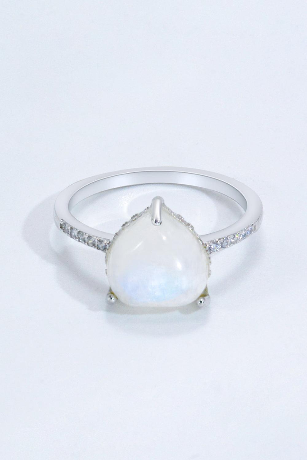 Heart-Shaped Natural Moonstone Ring BLUE ZONE PLANET