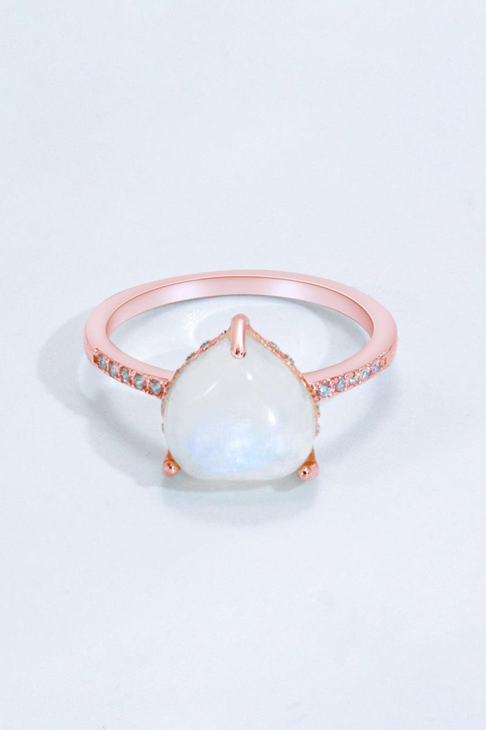 Heart-Shaped Natural Moonstone Ring BLUE ZONE PLANET
