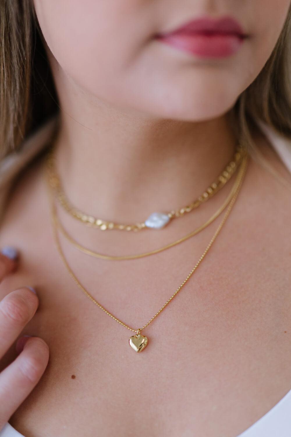 Heartbeat Triple-Layered Heart Pendant Necklace BLUE ZONE PLANET