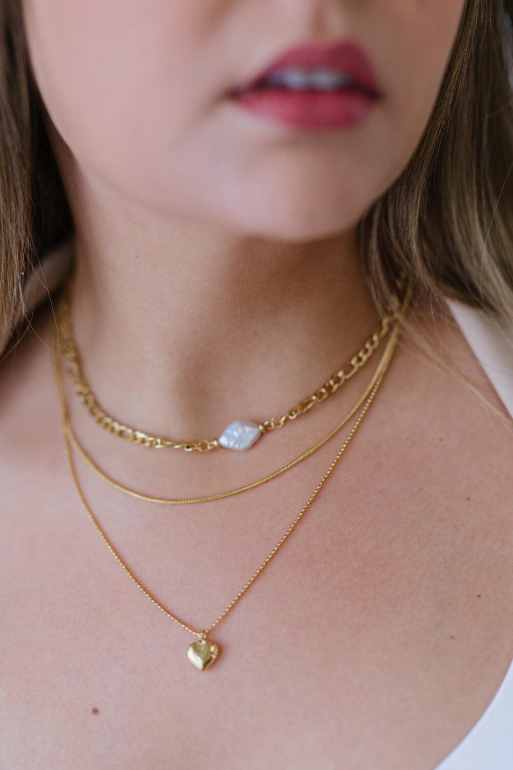 Heartbeat Triple-Layered Heart Pendant Necklace BLUE ZONE PLANET