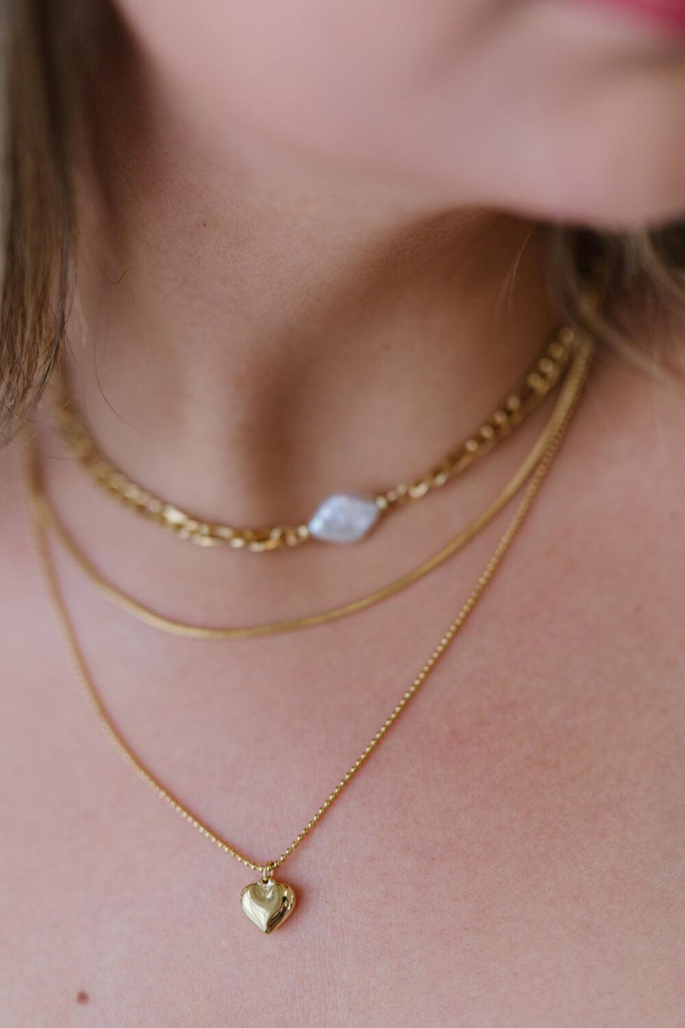 Heartbeat Triple-Layered Heart Pendant Necklace BLUE ZONE PLANET