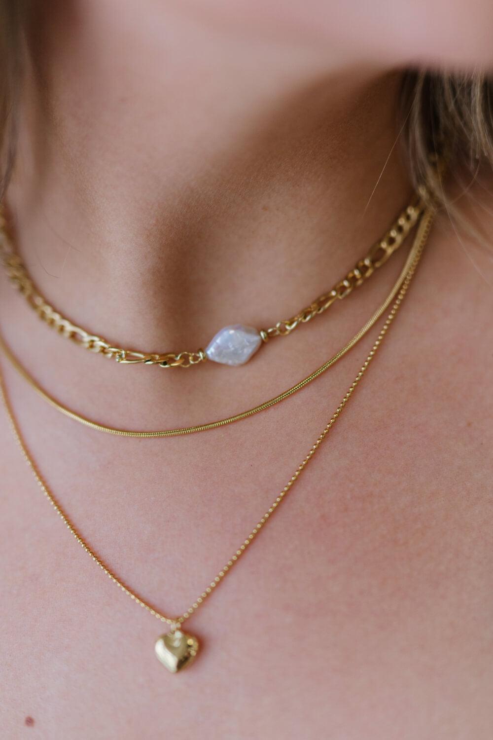 Heartbeat Triple-Layered Heart Pendant Necklace BLUE ZONE PLANET