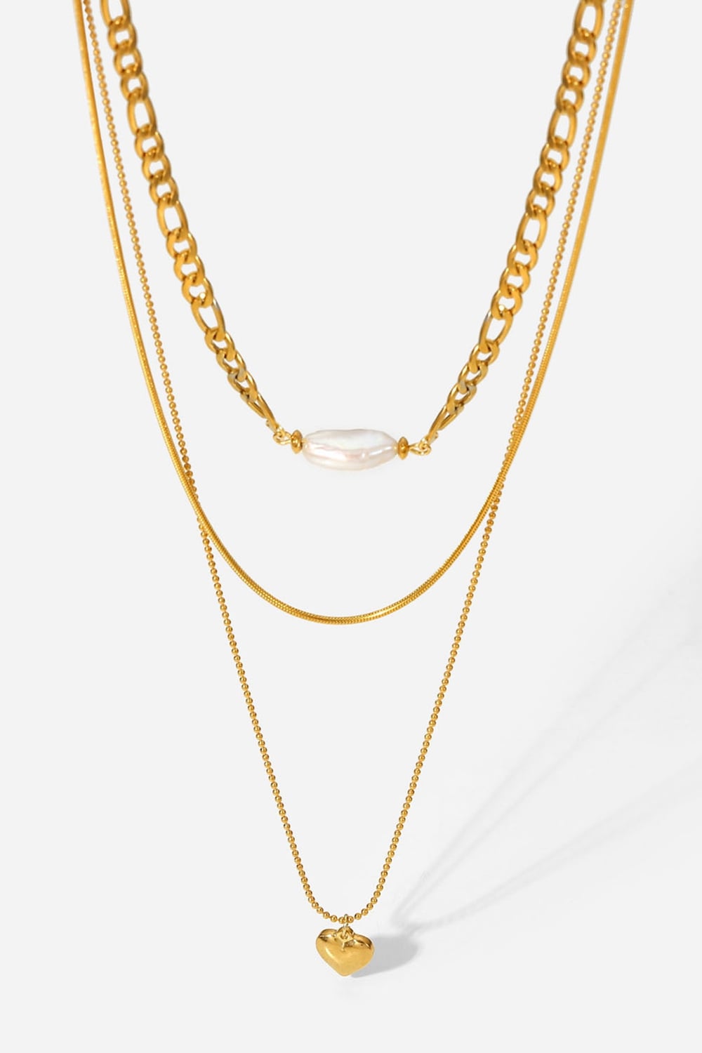 Heartbeat Triple-Layered Heart Pendant Necklace BLUE ZONE PLANET