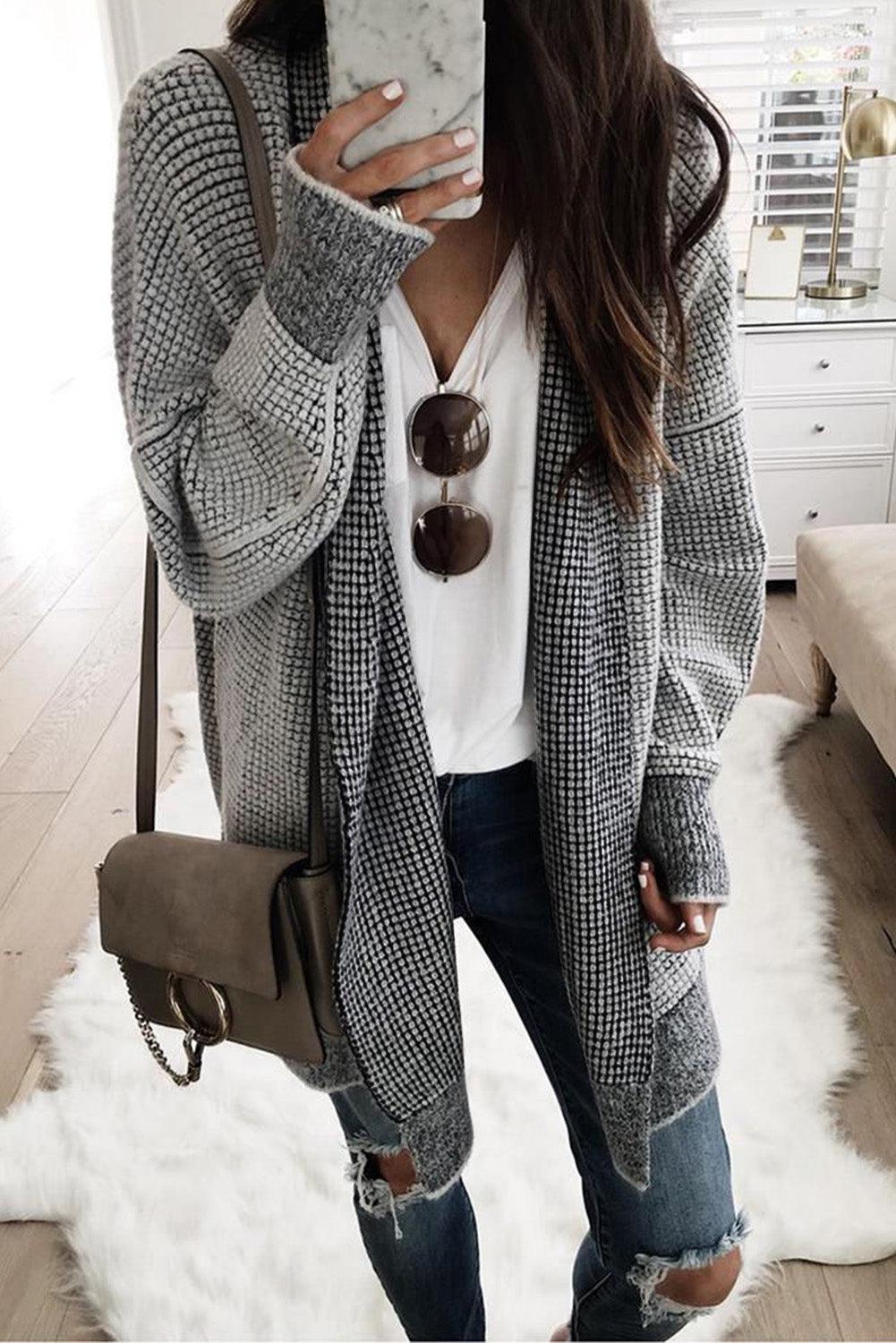 Heathered Open Front Longline Cardigan BLUE ZONE PLANET