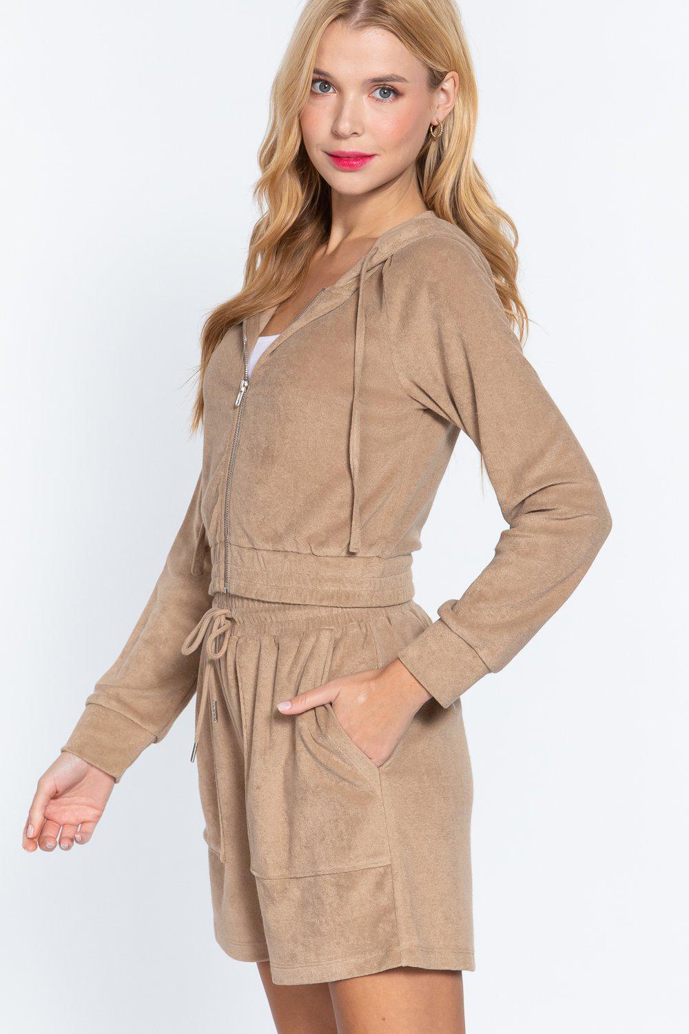 Hoodie Terry Towelling Jacket Blue Zone Planet