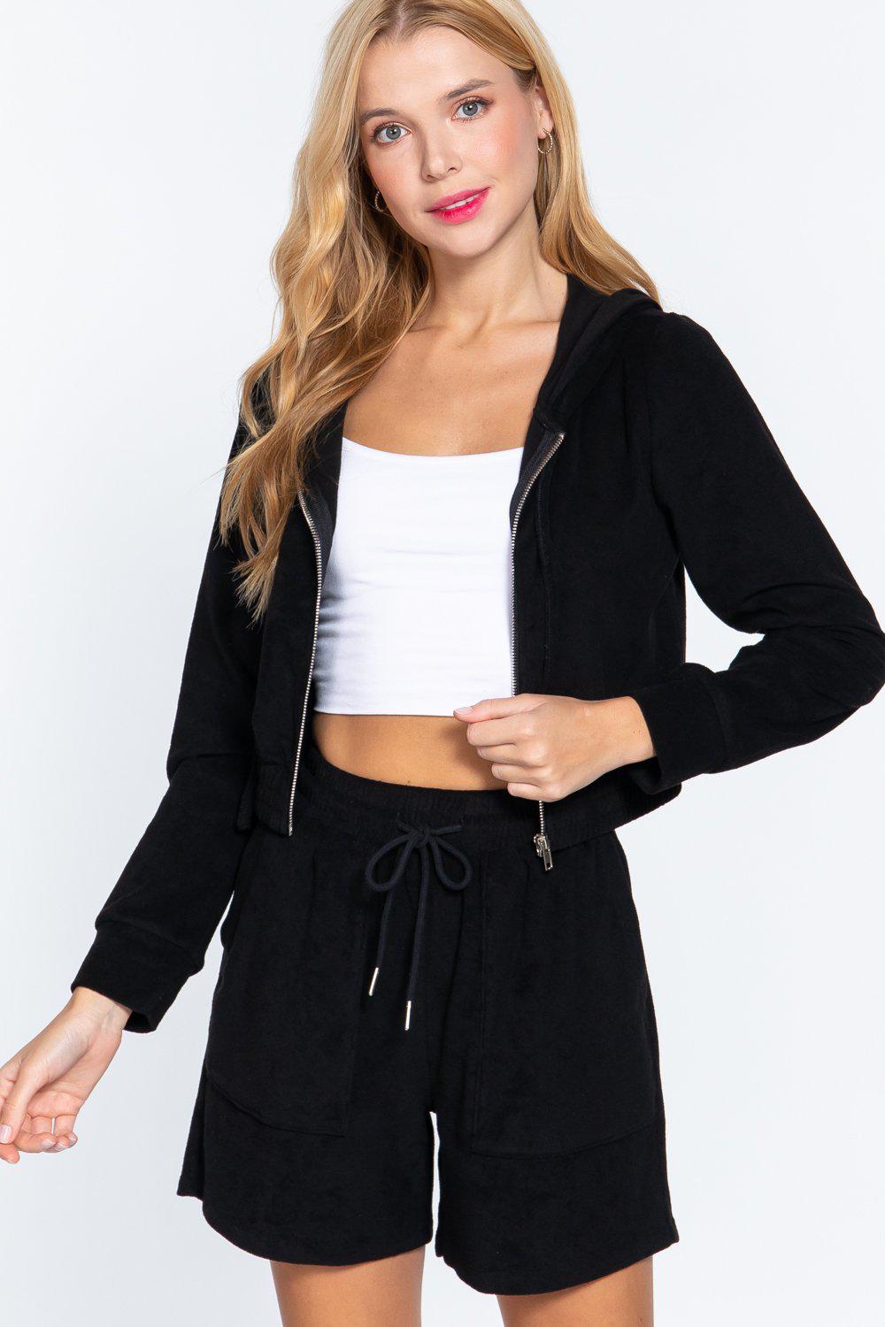 Hoodie Terry Towelling Jacket Blue Zone Planet