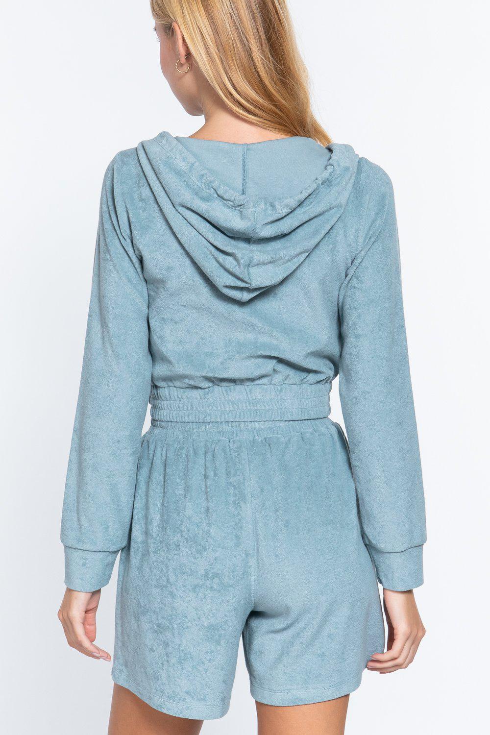 Hoodie Terry Towelling Jacket Blue Zone Planet