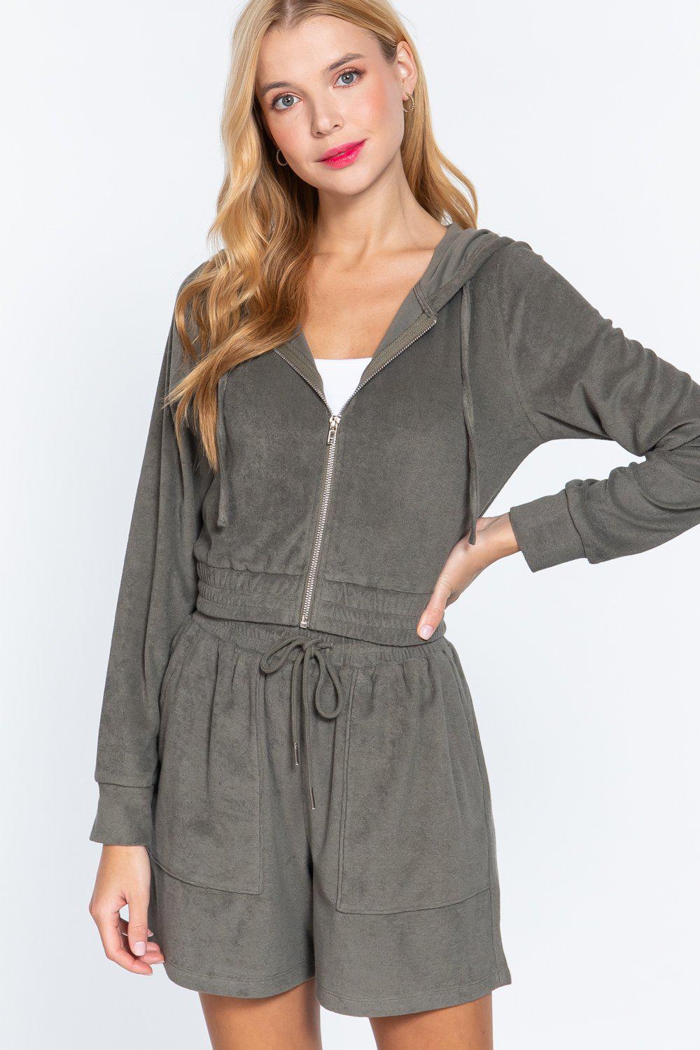 Hoodie Terry Towelling Jacket Blue Zone Planet