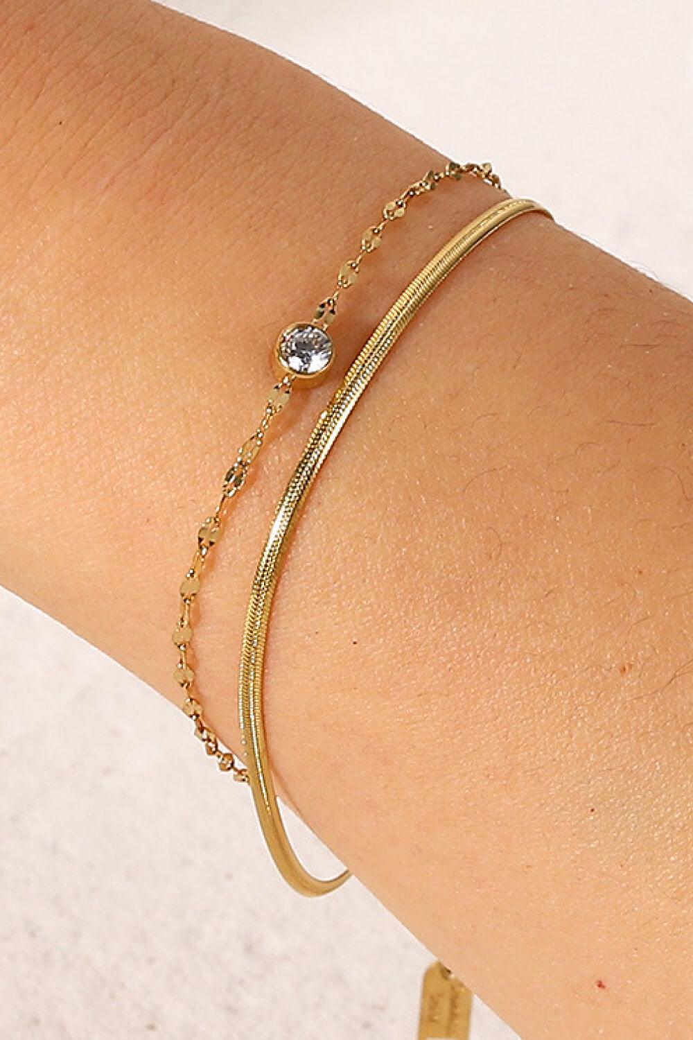 Icing on the Cake Rhinestone Double-Layered Bracelet BLUE ZONE PLANET