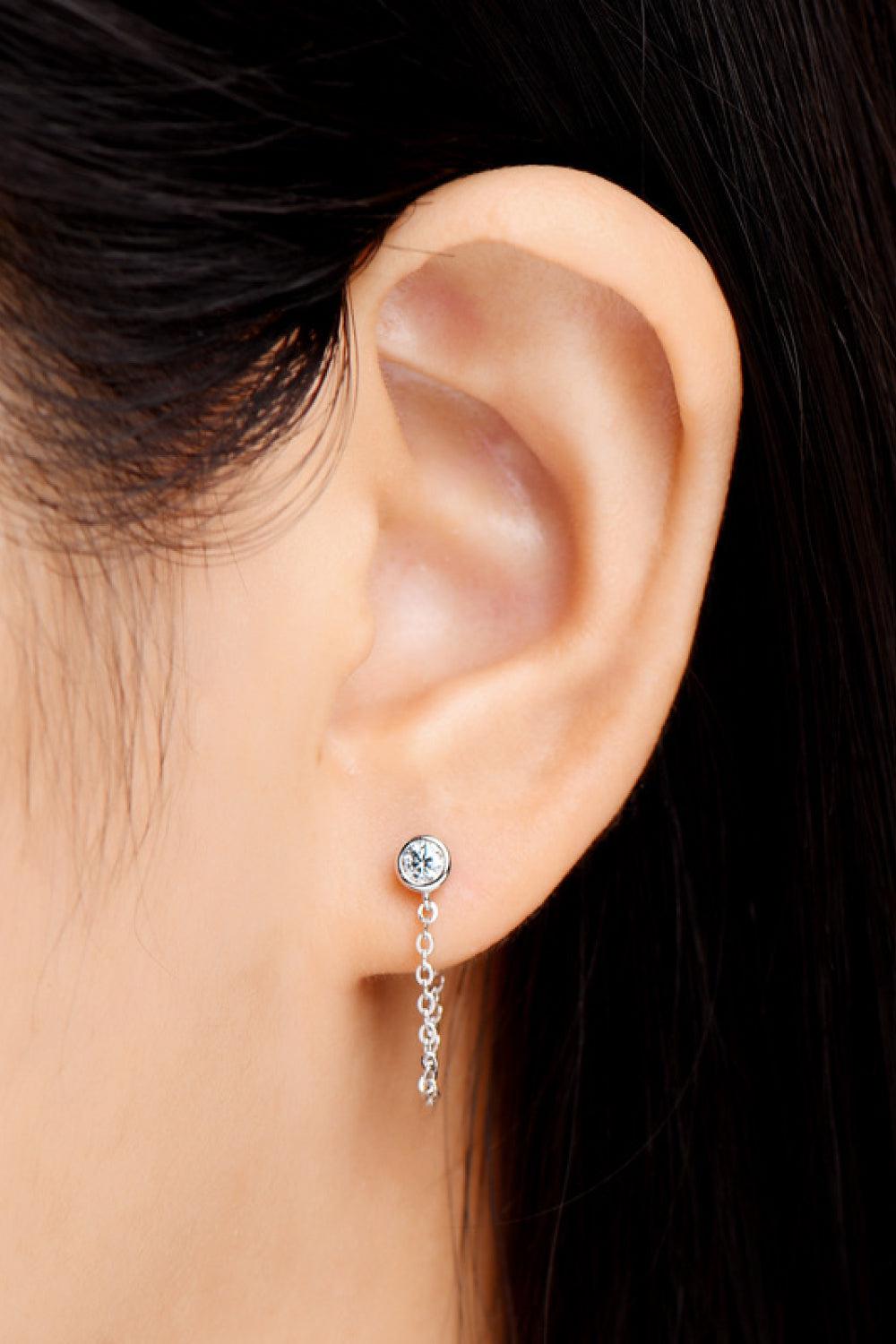 Inlaid Moissanite Chain Earrings BLUE ZONE PLANET