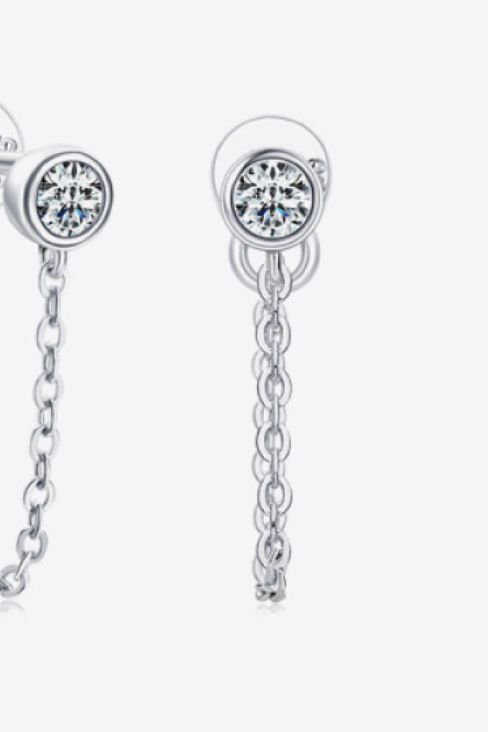 Inlaid Moissanite Chain Earrings BLUE ZONE PLANET