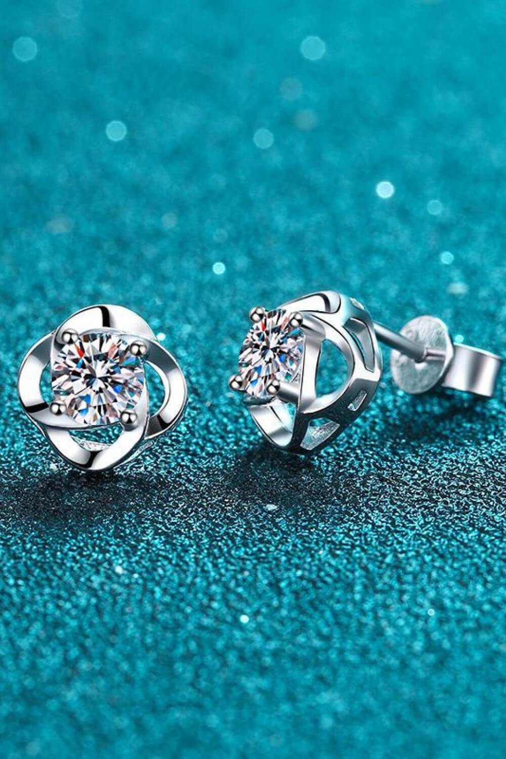 It's Your Day Moissanite Rhodium-Plated Stud Earrings BLUE ZONE PLANET