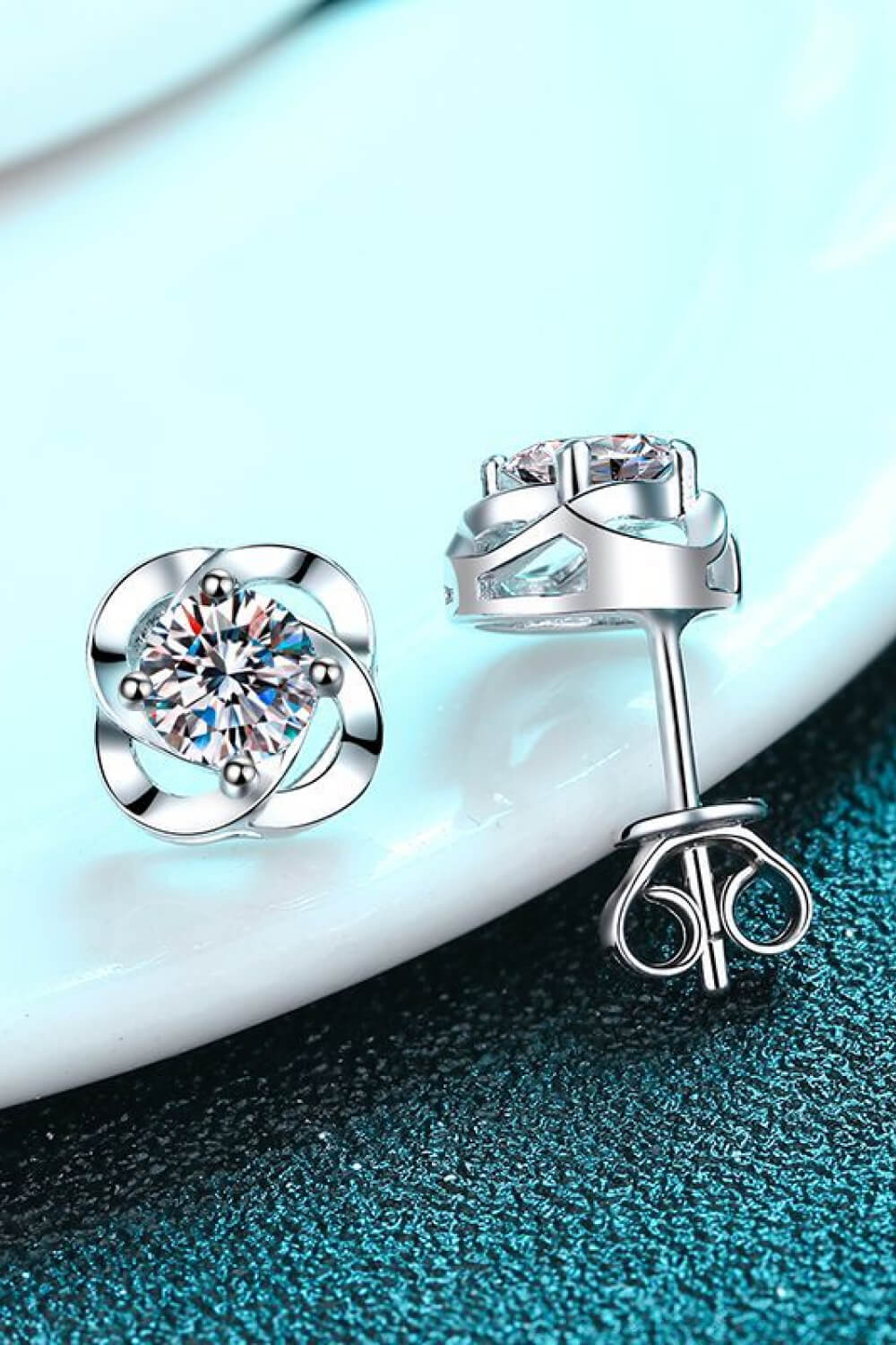 It's Your Day Moissanite Rhodium-Plated Stud Earrings BLUE ZONE PLANET