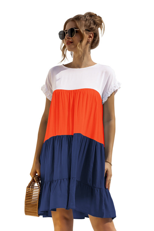 Blue Zone Planet | Color Block Loose Short Sleeve Baby Shirt Dress BLUE ZONE PLANET