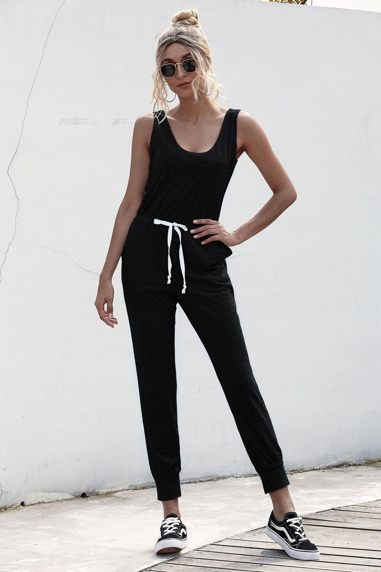 Knot Sleeveless Waist Jumpsuit BLUE ZONE PLANET