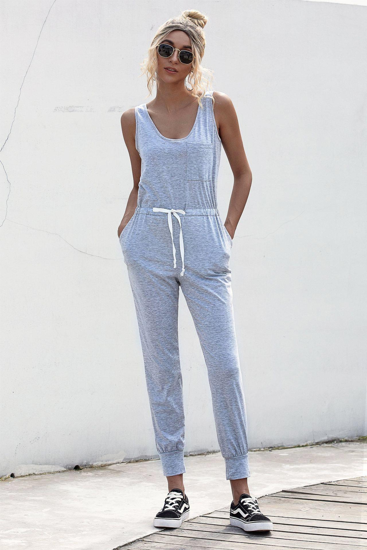 Knot Sleeveless Waist Jumpsuit BLUE ZONE PLANET