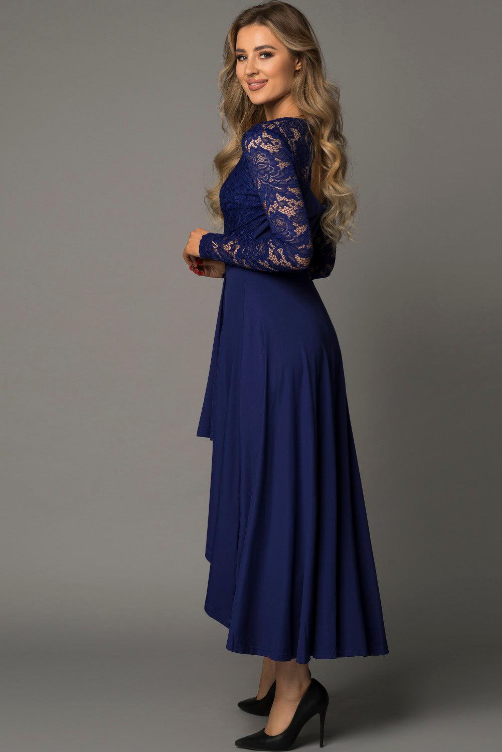 Lace High-Low V-Neck Dress BLUE ZONE PLANET