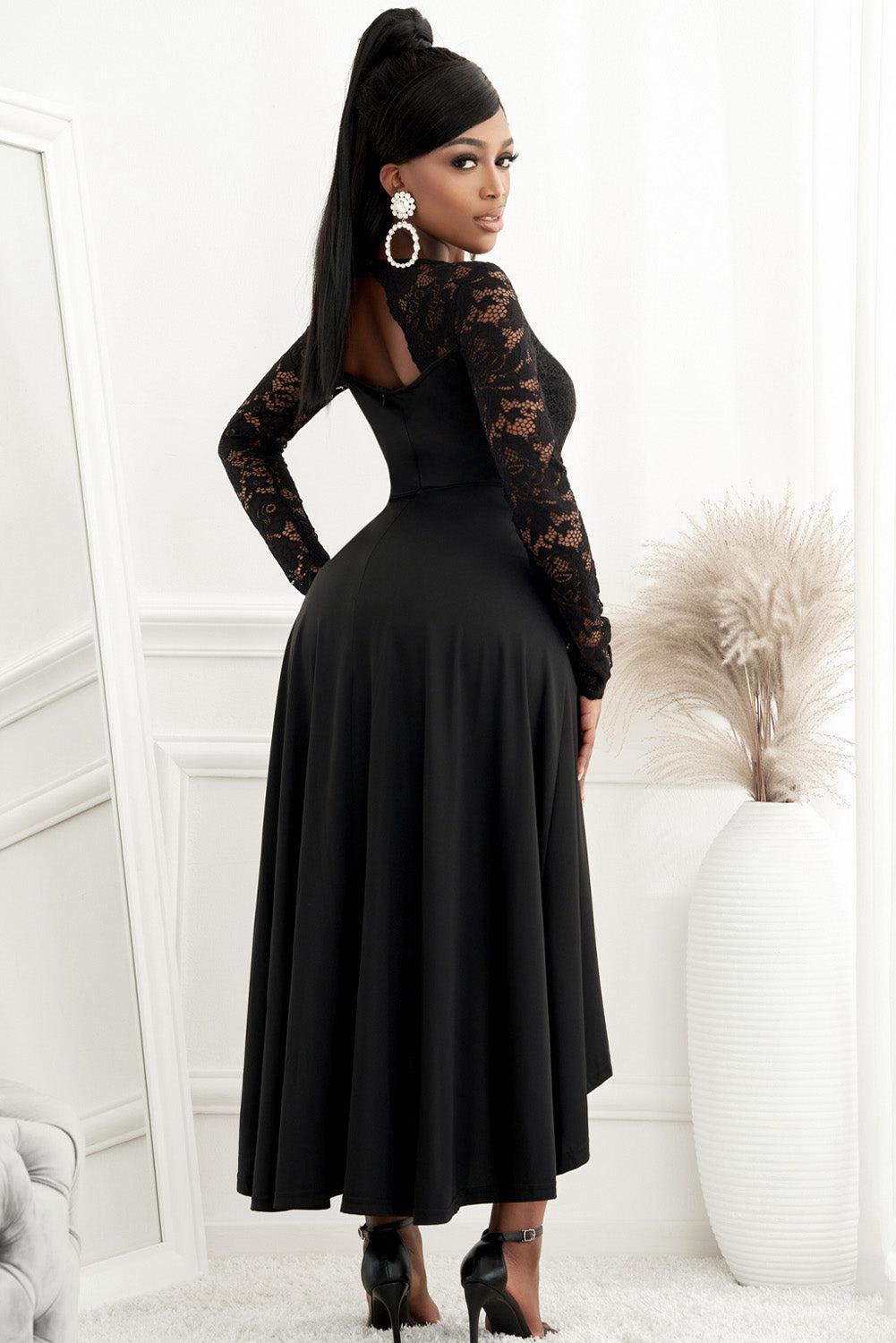 Lace High-Low V-Neck Dress BLUE ZONE PLANET