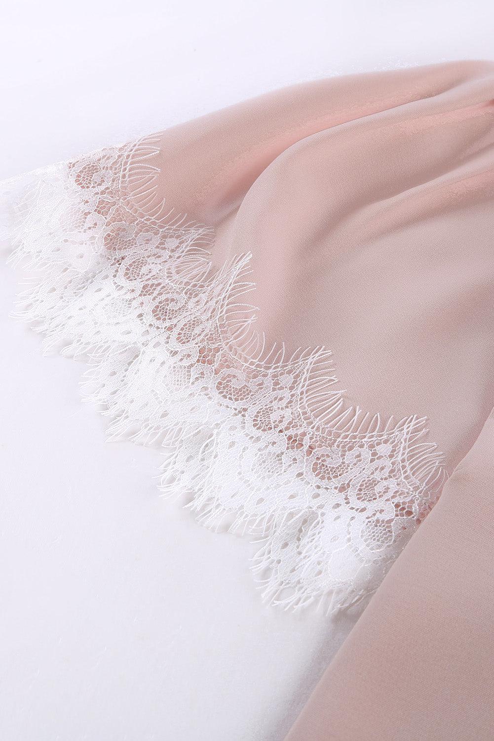 Lace Trim Flutter Sleeve Blouse BLUE ZONE PLANET