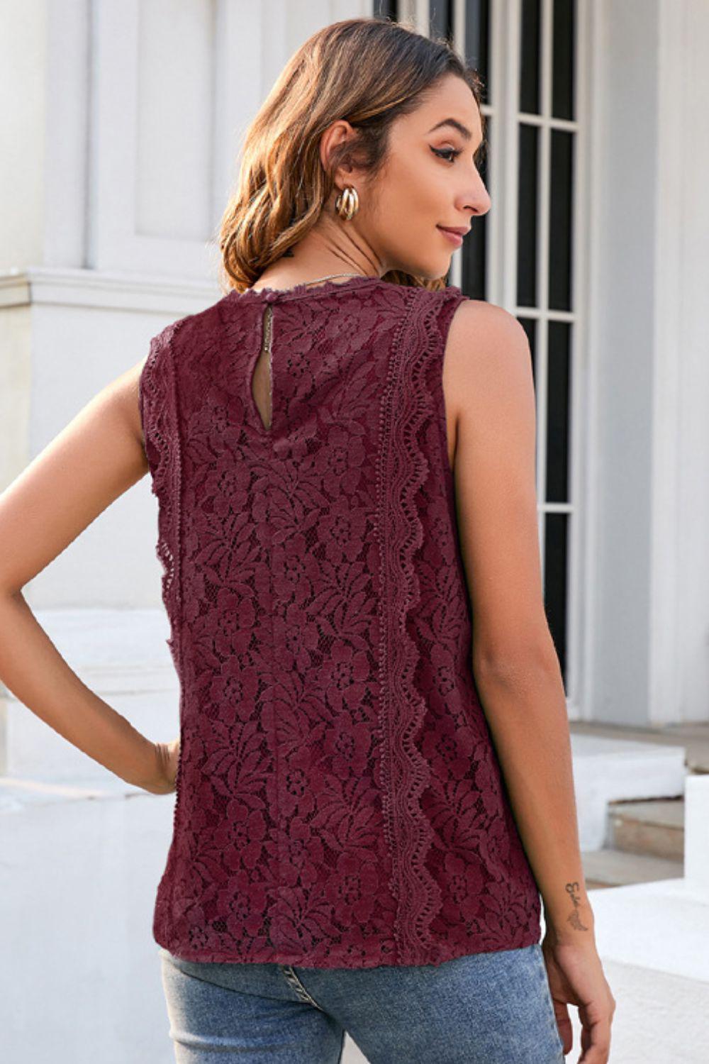Lace V-Neck Tank BLUE ZONE PLANET