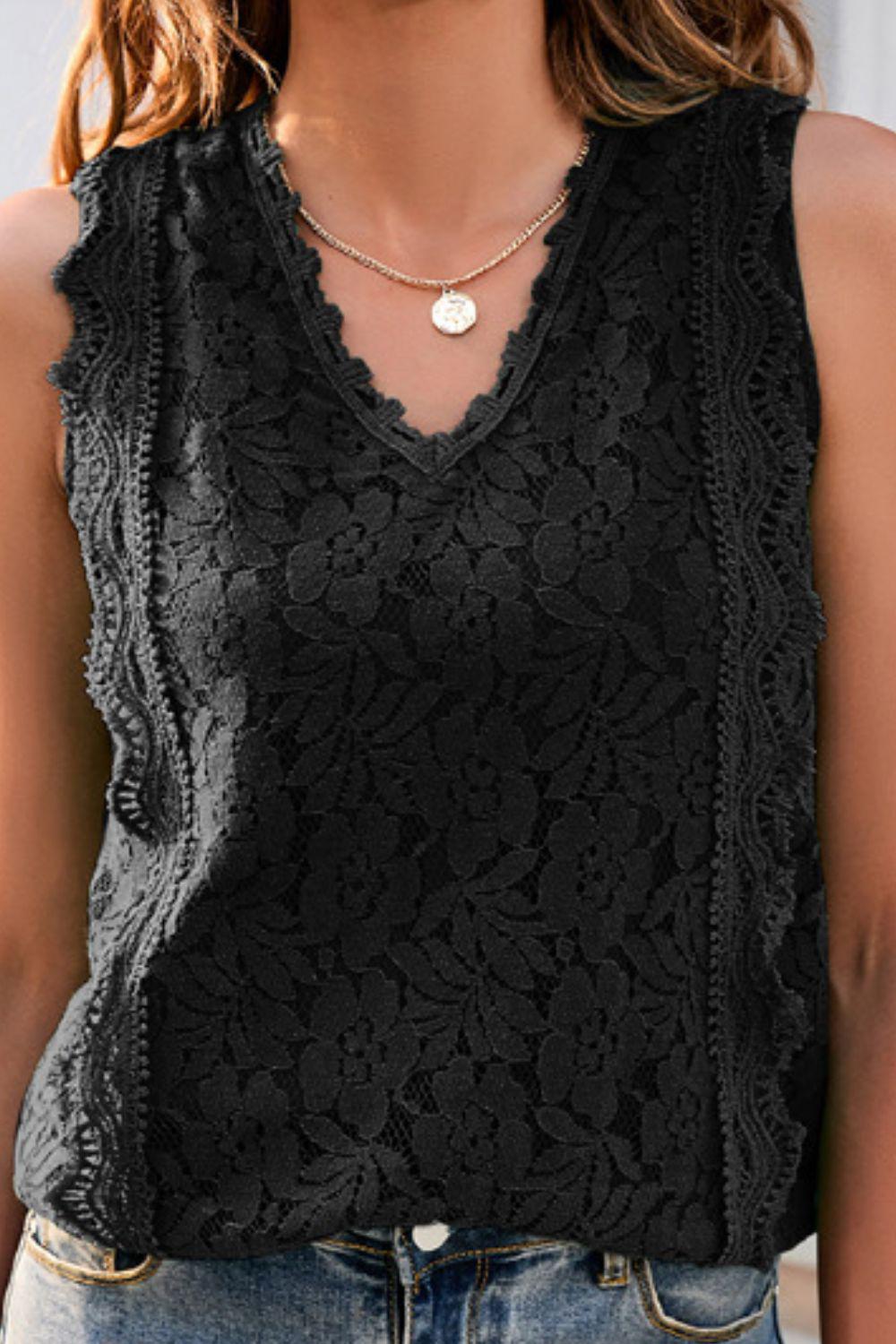 Lace V-Neck Tank BLUE ZONE PLANET