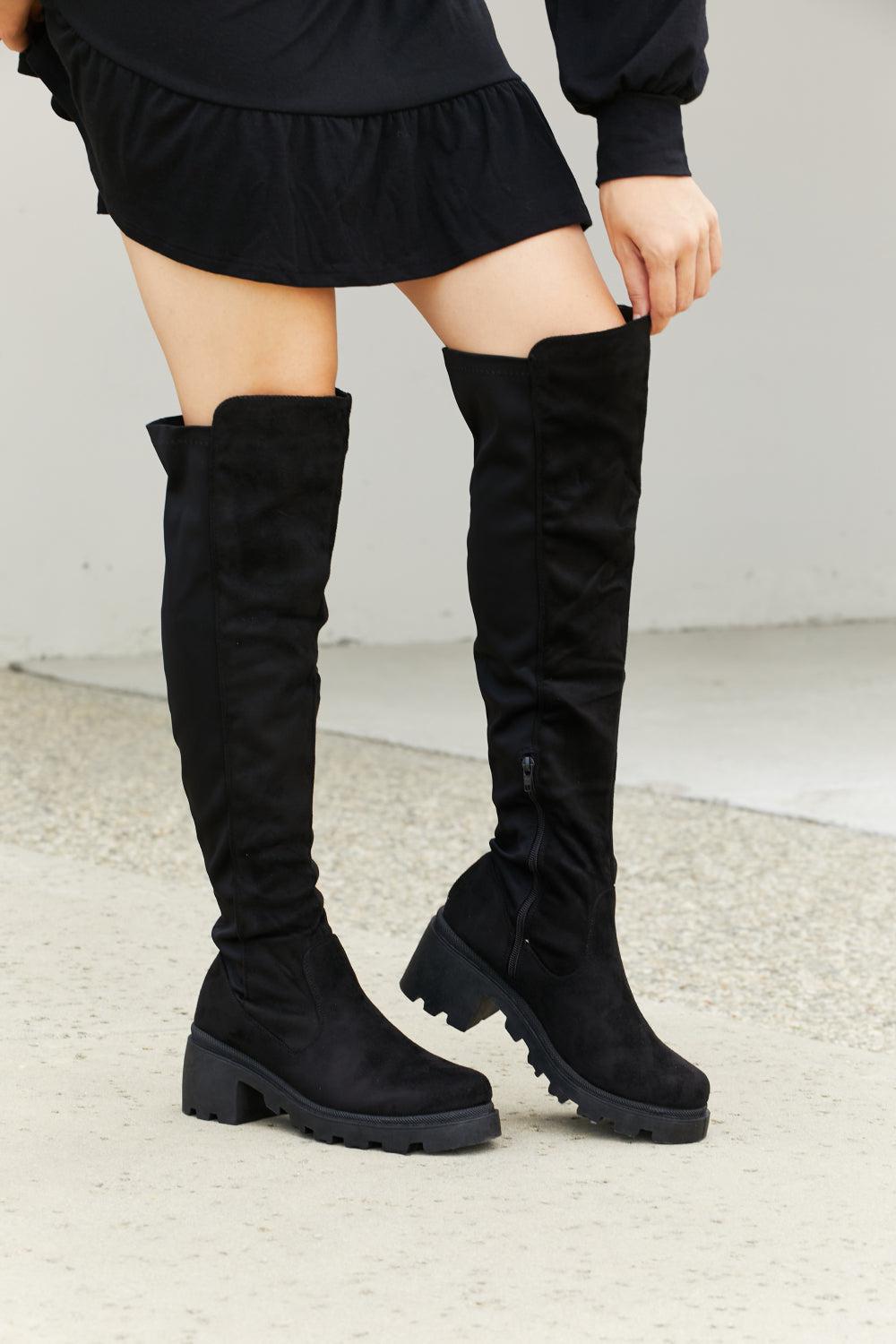 Legend Spell On You Lug Sole Over-The-Knee Boots BLUE ZONE PLANET