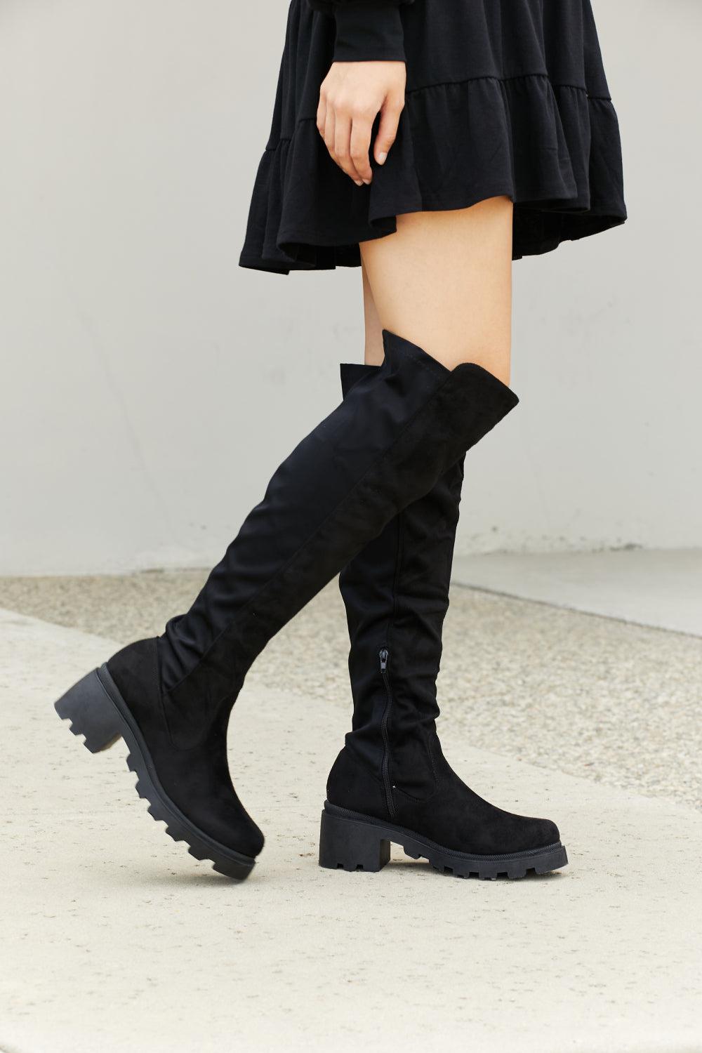 Legend Spell On You Lug Sole Over-The-Knee Boots BLUE ZONE PLANET