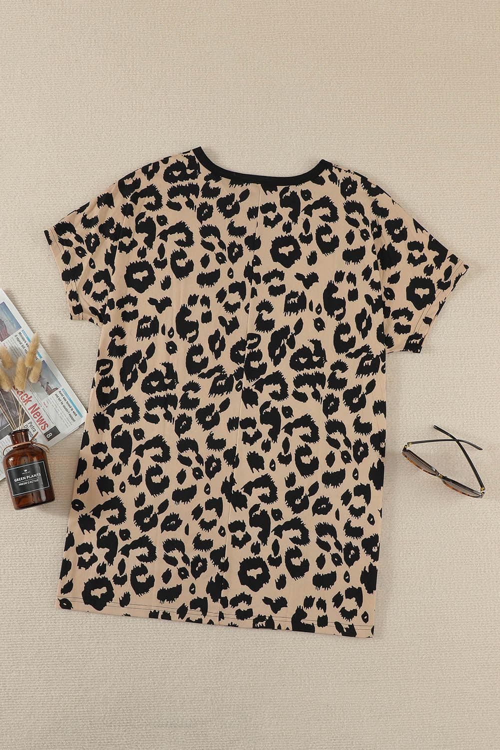 Leopard Pocketed T-Shirt Dress BLUE ZONE PLANET
