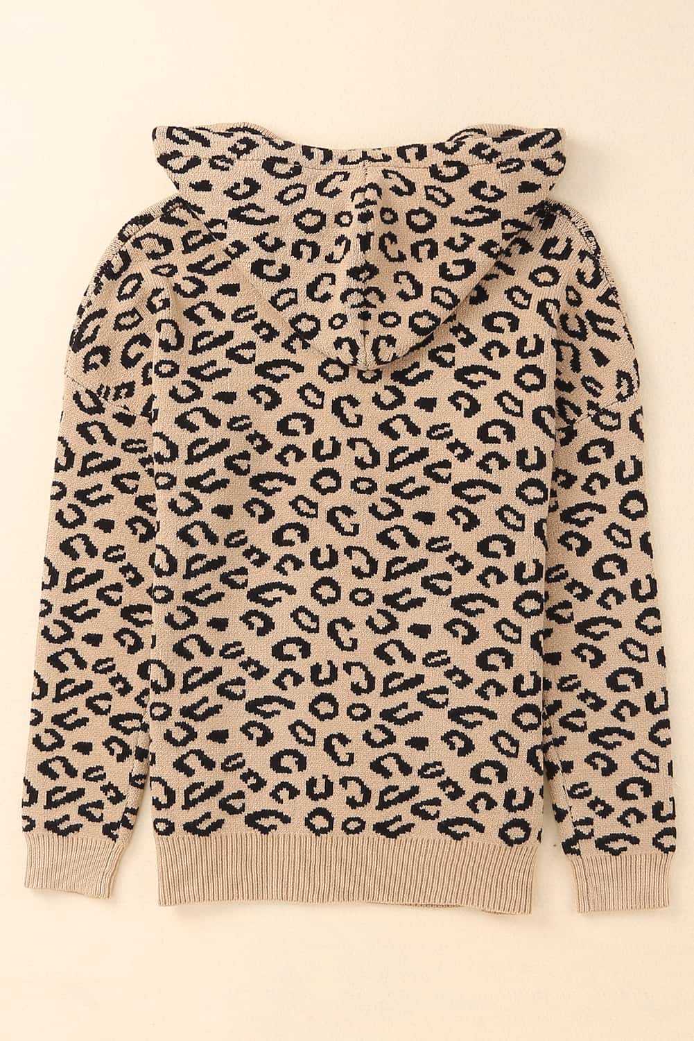 Leopard Print Drawstring Hooded Sweater BLUE ZONE PLANET