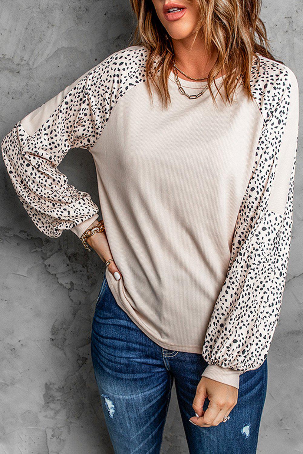 Leopard Raglan Sleeve Top BLUE ZONE PLANET