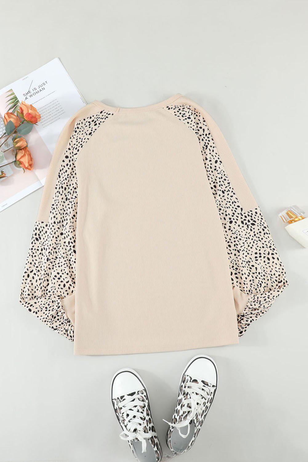 Leopard Raglan Sleeve Top BLUE ZONE PLANET