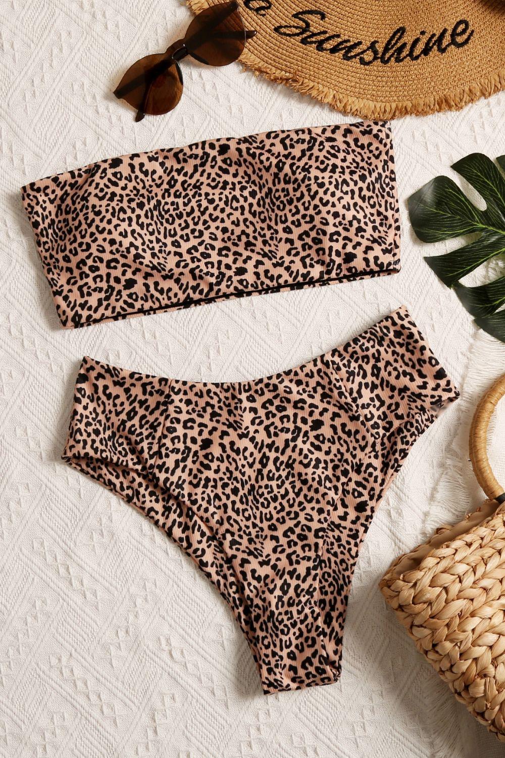 Leopard Swim Tube Top and Swim Bottoms Set BLUE ZONE PLANET