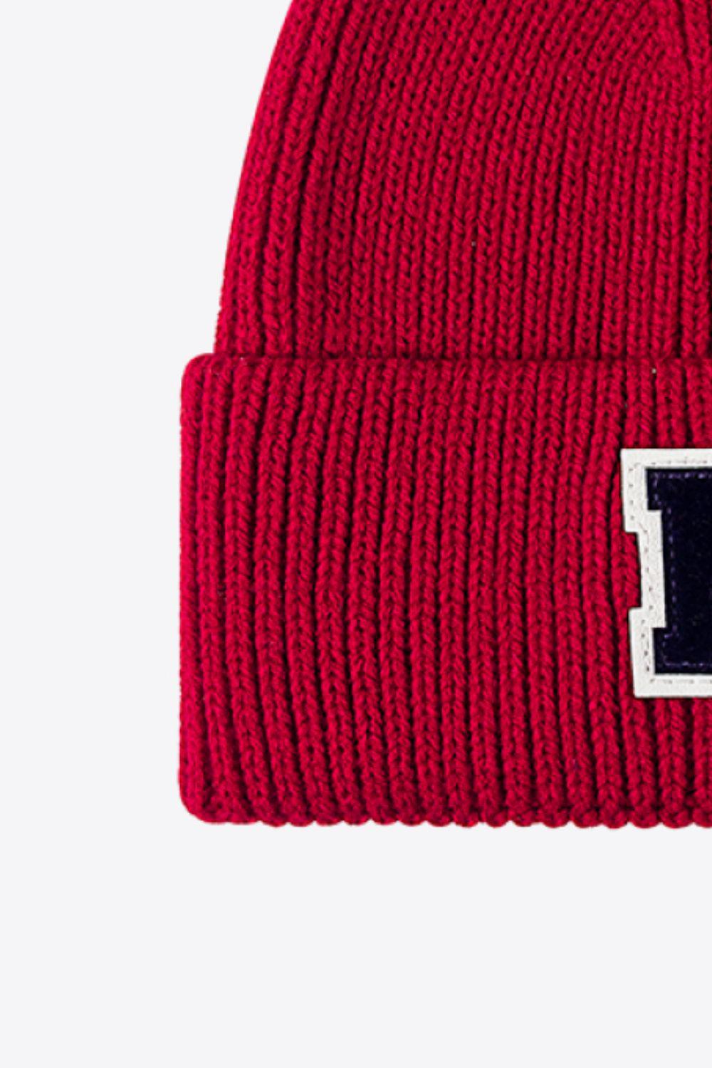 Letter Patch Cuffed Knit Beanie BLUE ZONE PLANET