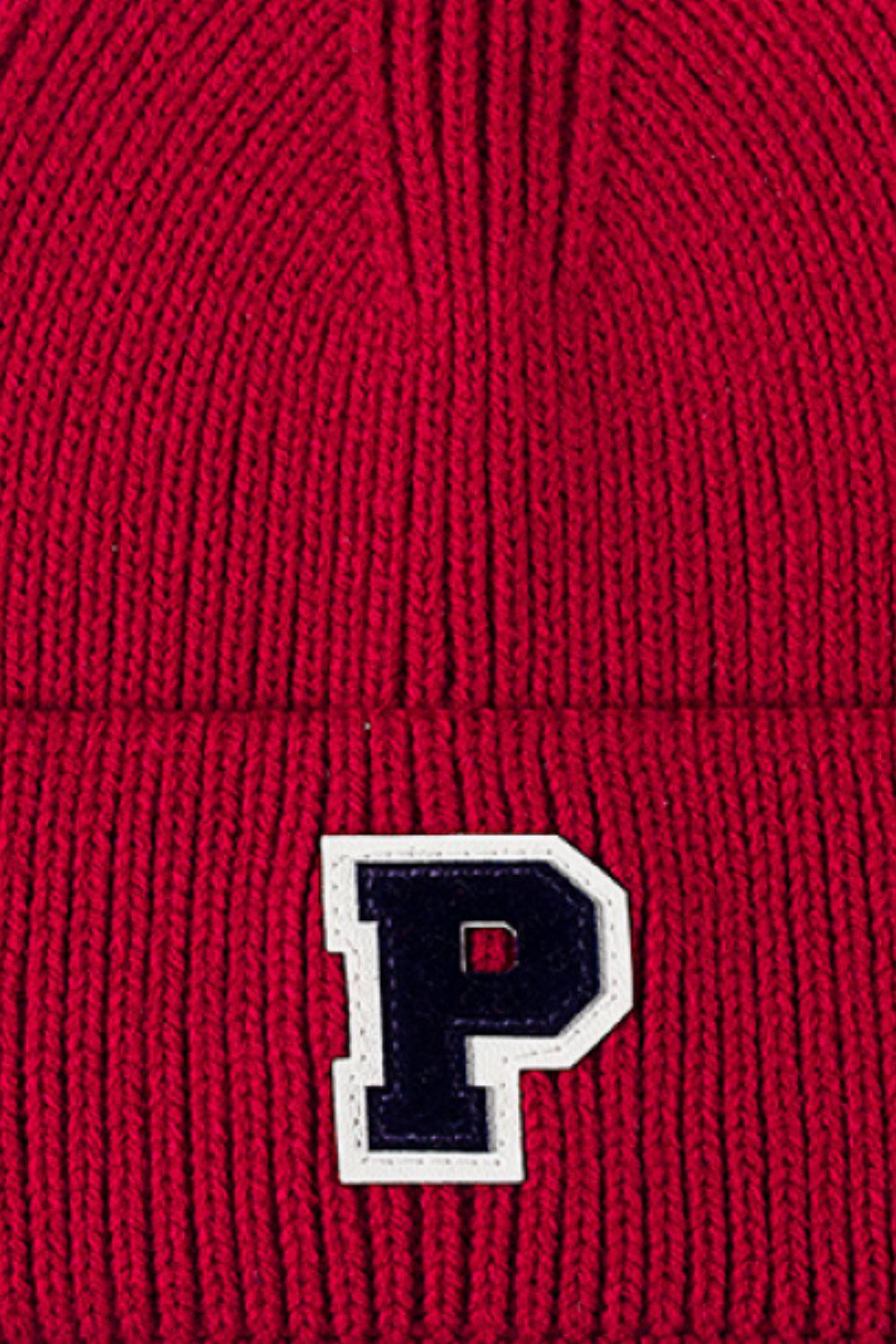 Letter Patch Cuffed Knit Beanie BLUE ZONE PLANET