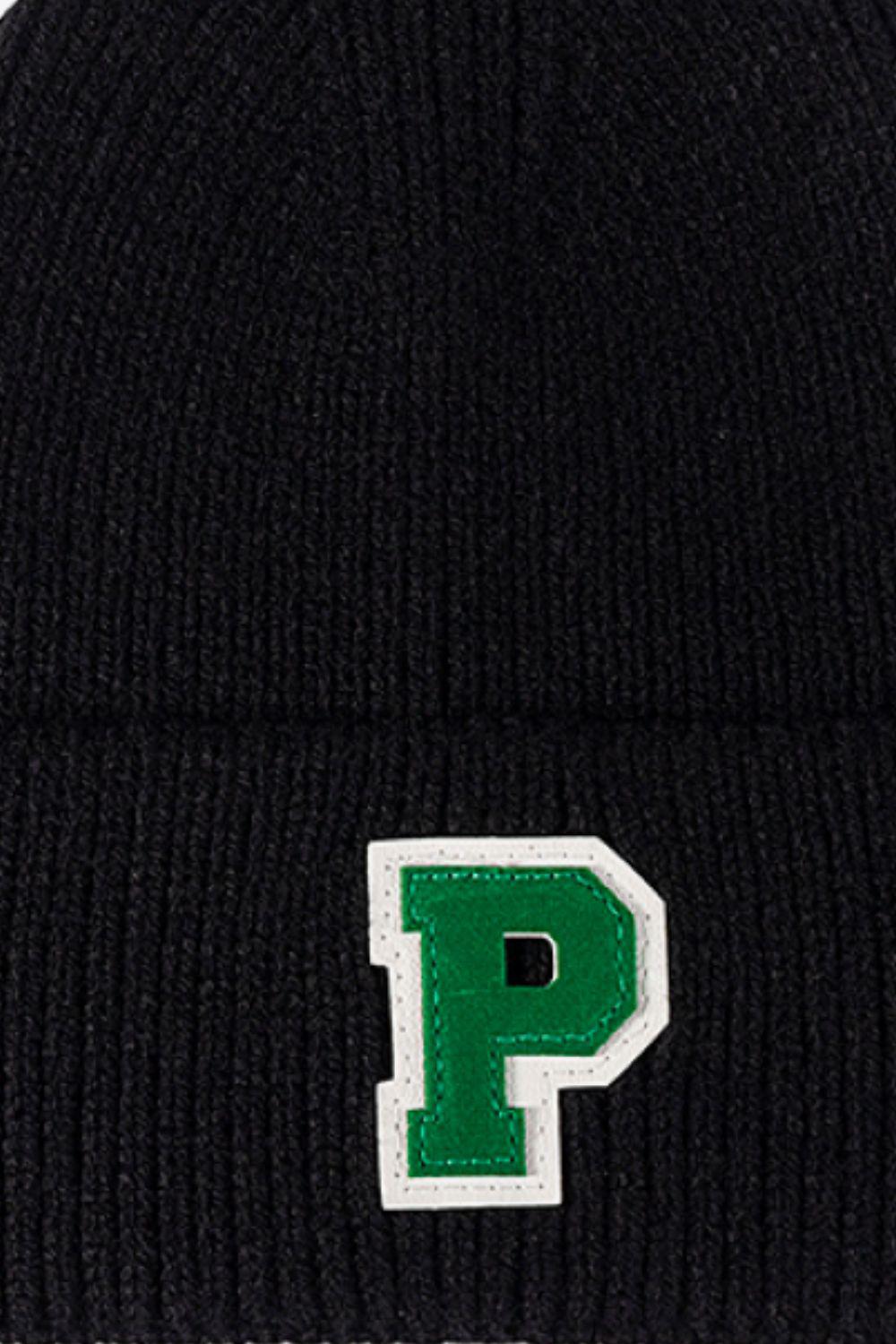 Letter Patch Cuffed Knit Beanie BLUE ZONE PLANET