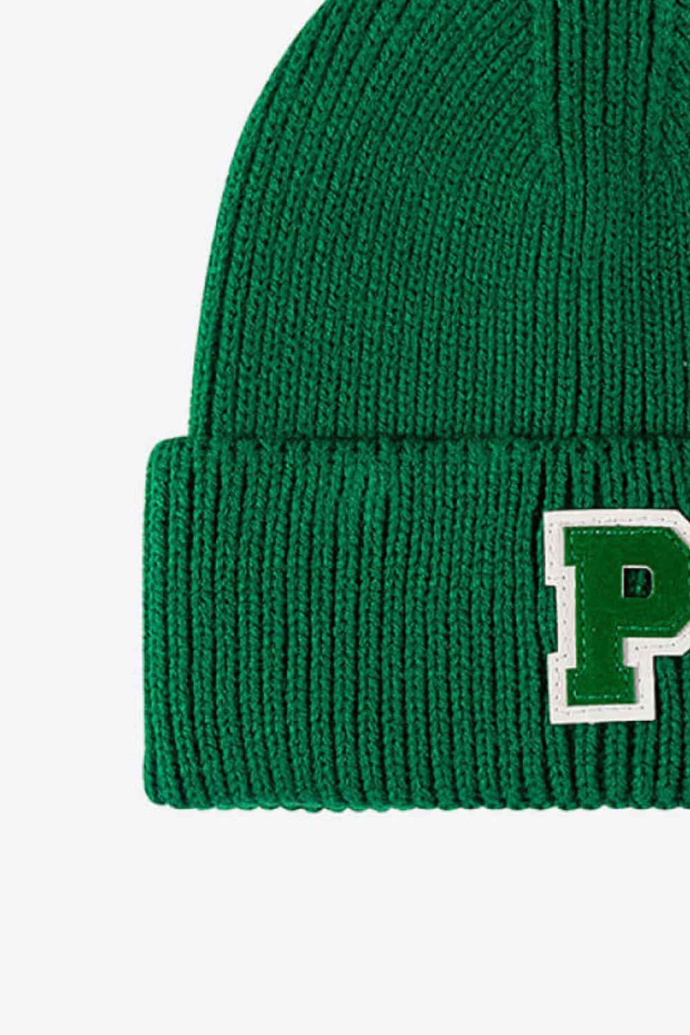 Letter Patch Cuffed Knit Beanie BLUE ZONE PLANET