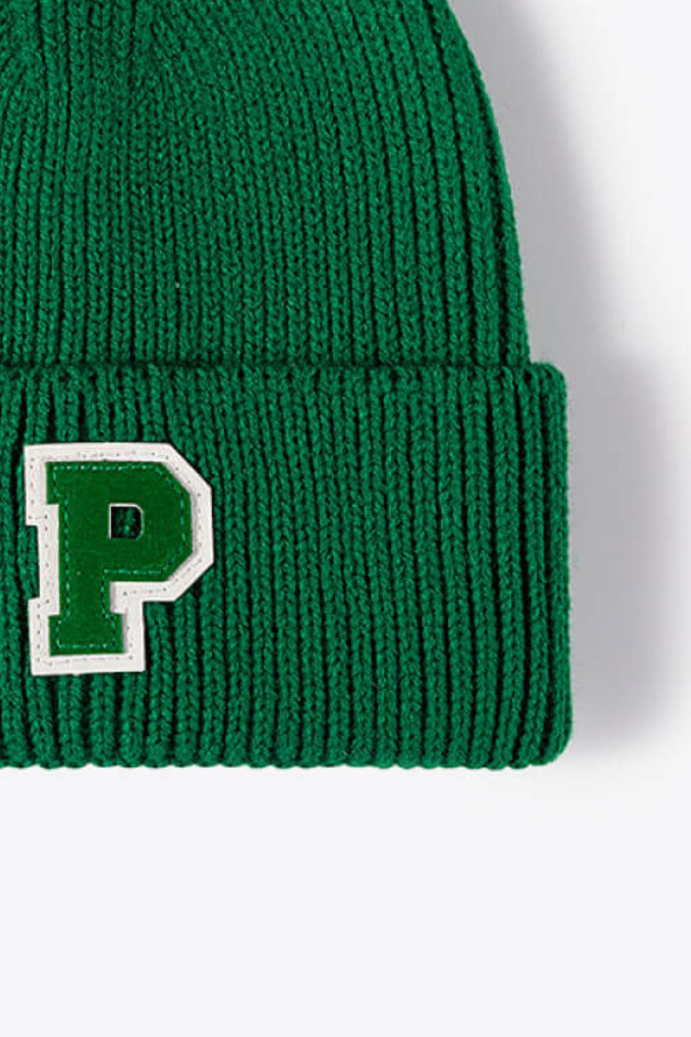 Letter Patch Cuffed Knit Beanie BLUE ZONE PLANET