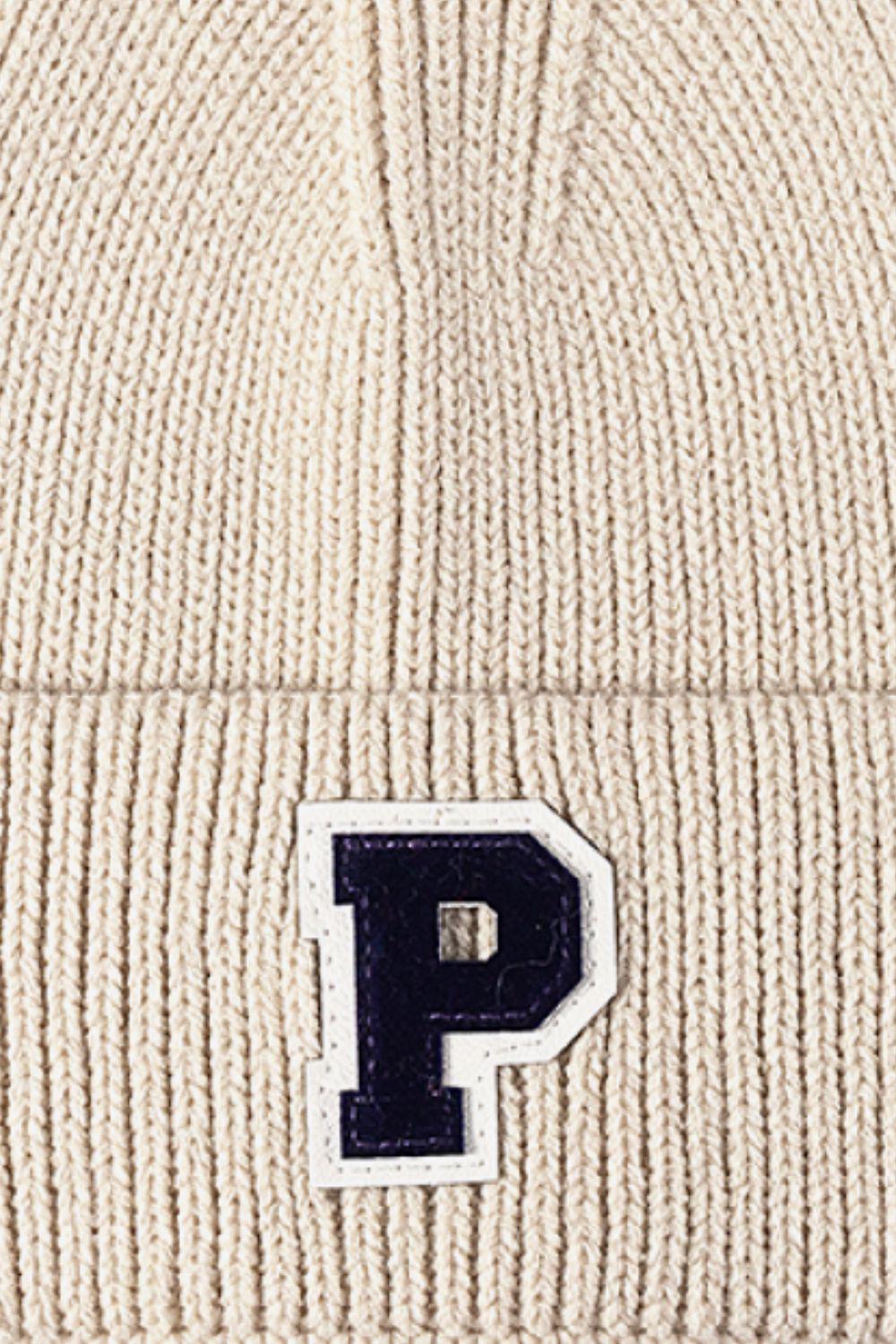 Letter Patch Cuffed Knit Beanie BLUE ZONE PLANET