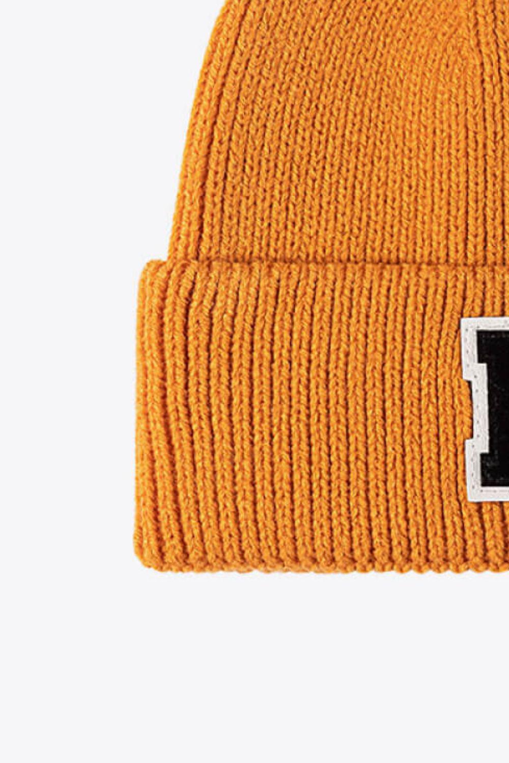 Letter Patch Cuffed Knit Beanie BLUE ZONE PLANET