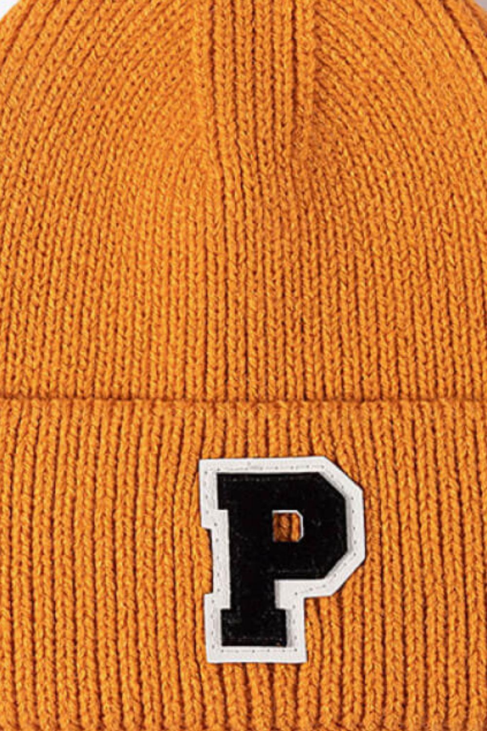 Letter Patch Cuffed Knit Beanie BLUE ZONE PLANET