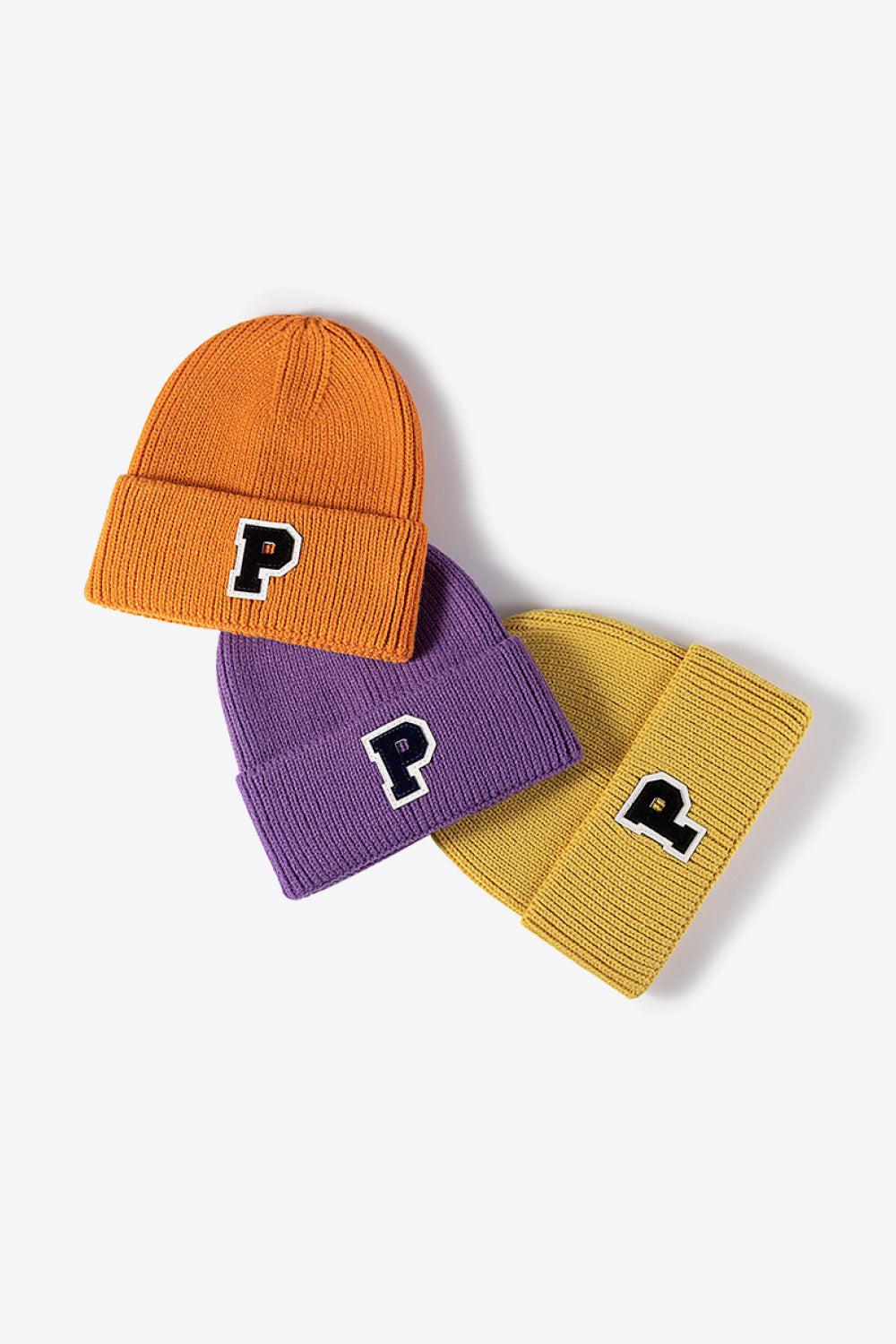 Letter Patch Cuffed Knit Beanie BLUE ZONE PLANET