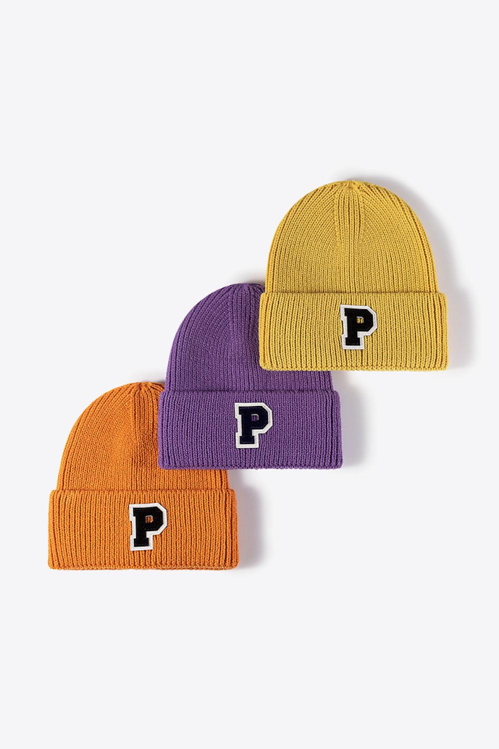 Letter Patch Cuffed Knit Beanie BLUE ZONE PLANET