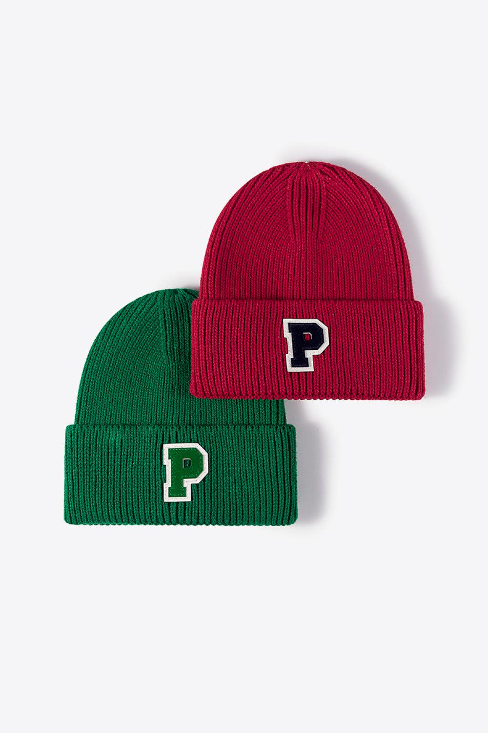 Letter Patch Cuffed Knit Beanie BLUE ZONE PLANET