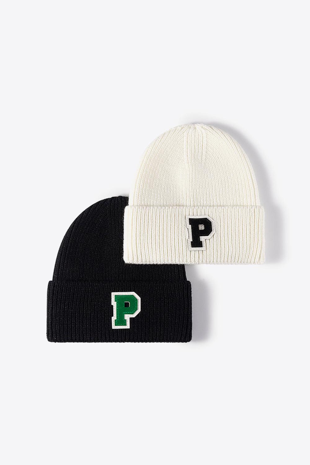 Letter Patch Cuffed Knit Beanie BLUE ZONE PLANET